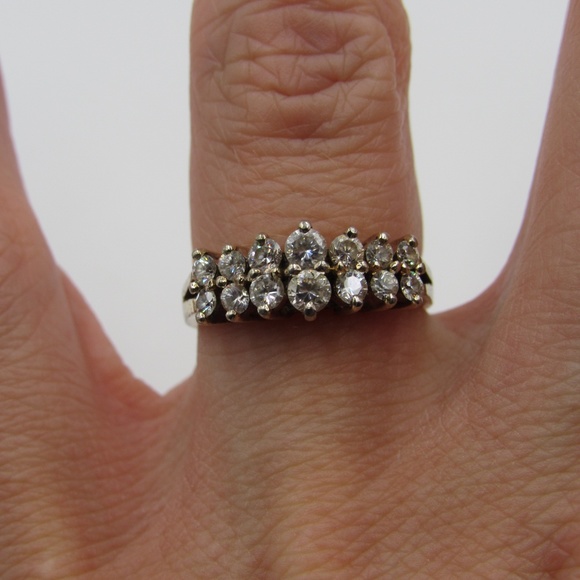 Vintage Size 7 Sterling Simple Rustic CZ Ring - Picture 4 of 8